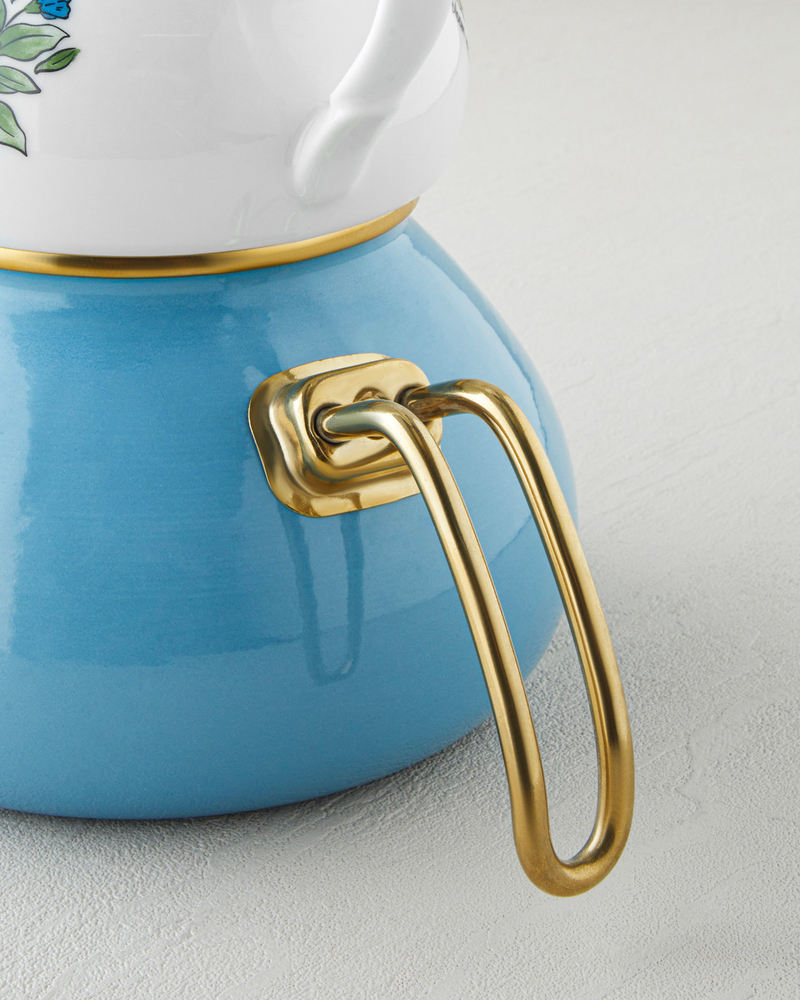 Lively Porselen Emaye Çaydanlık 0,85 + 2,2 L Mavi