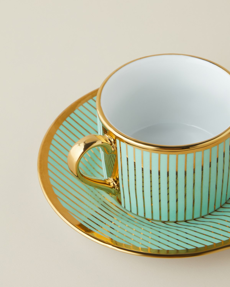 Livora New Bone China 4 Parça 2 Kişilik Çay Fincanı Takımı 220 ml Yeşil