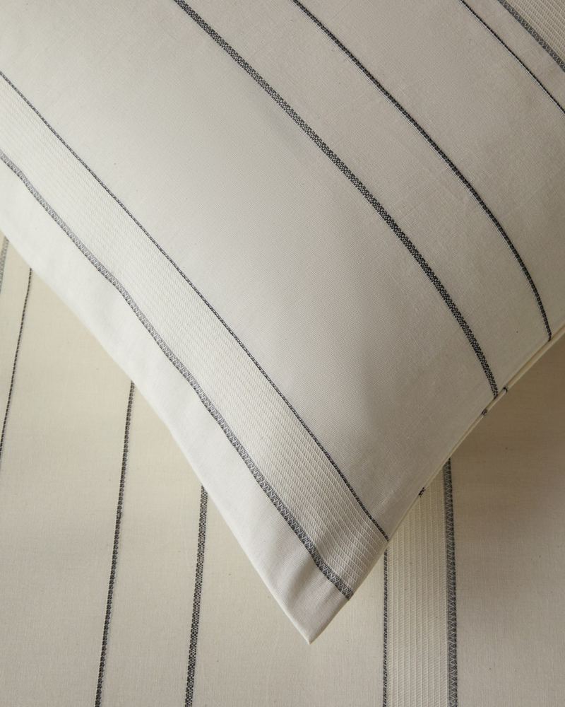 Loom & Line Pamuk İpliği Boyalı Çift Kişilik Çarşaflı Nevresim Takımı 200x220 cm Krem-Antrasit