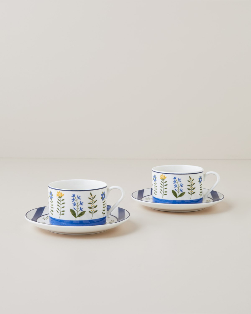 Lora Flora Porselen 4 Parça 2 Kişilik Çay Fincanı Takımı 220 ml Renkli