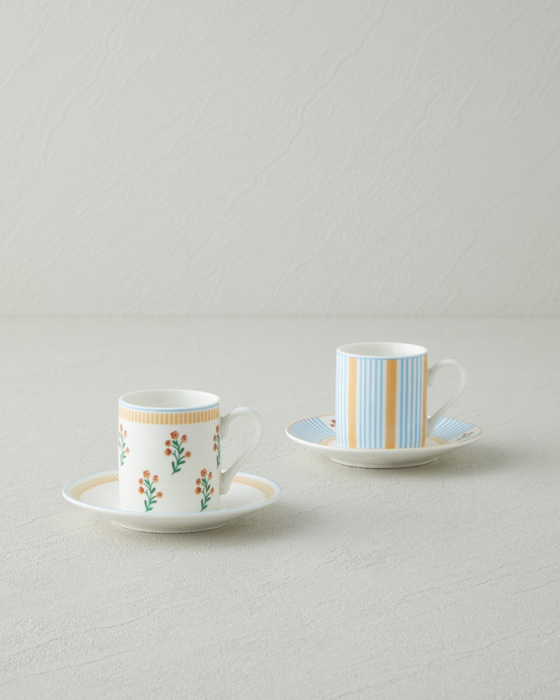 Lumina New Bone China 4 Parça 2 Kişilik Kahve Fincan Takımı 80 ml Sarı