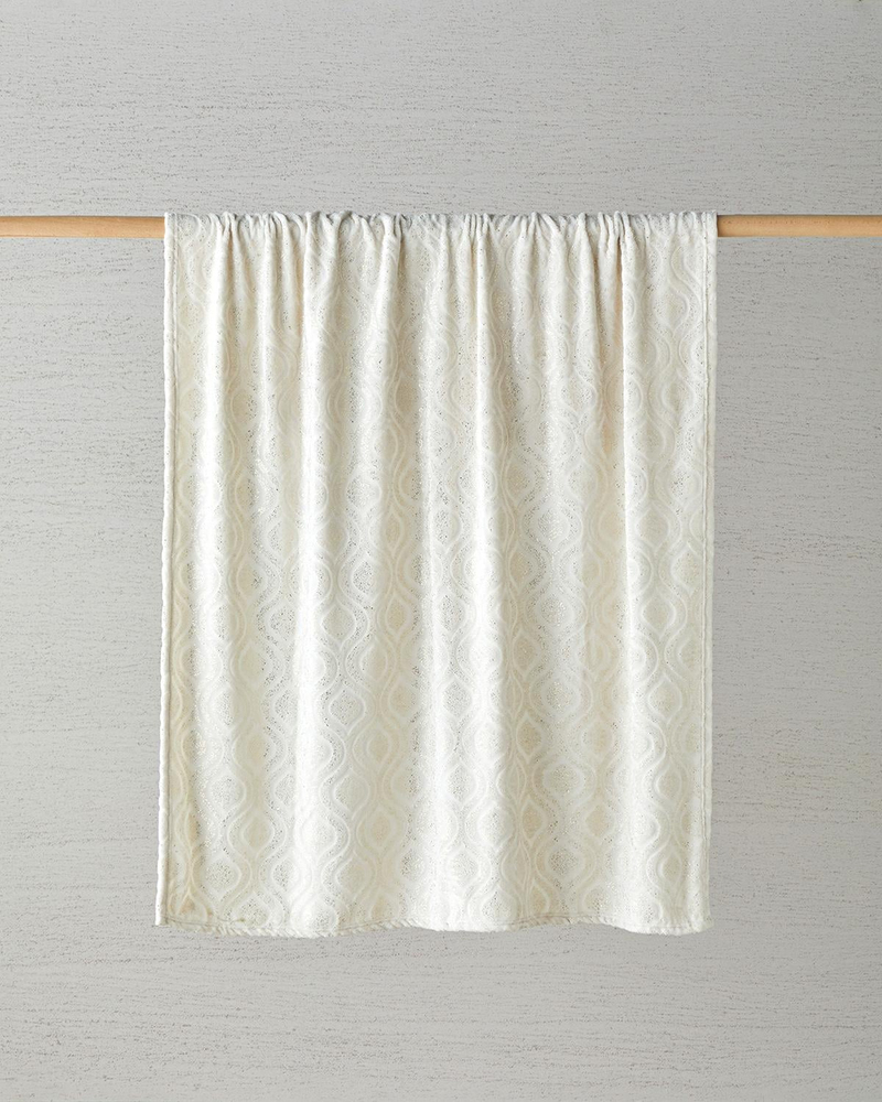 Luminance Varak Baskılı Supersoft Tv Battaniye 120x160 cm Krem