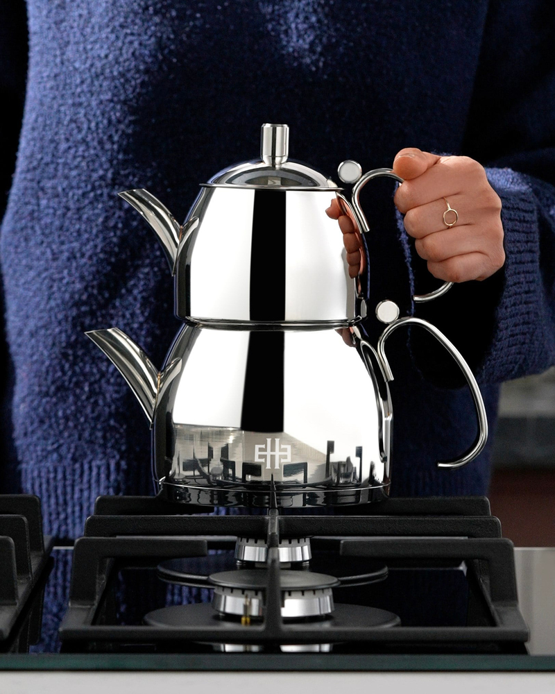 Lumos Çelik Çaydanlık 0,80 L – 1,6 L Silver
