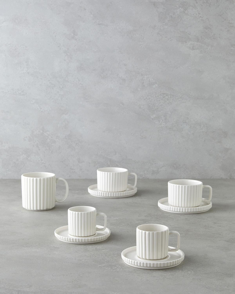 Lunara Porselen 4 Parça 2 Kişilik Çay Fincanı Takımı 220 ml Beyaz