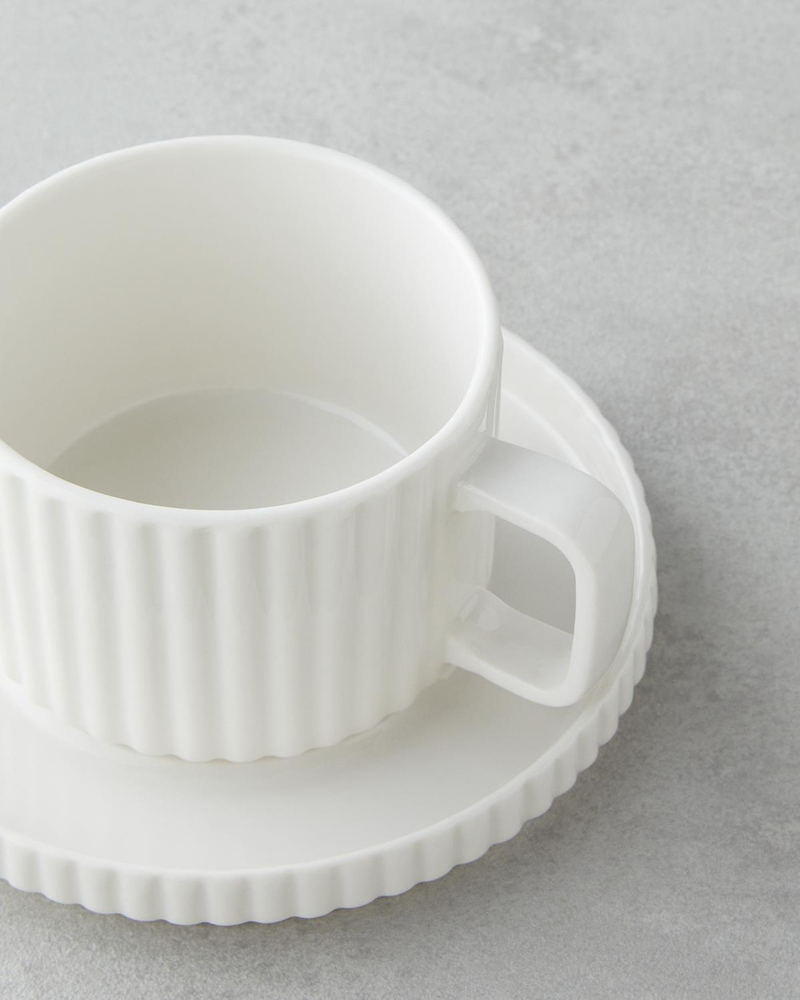 Lunara Porselen 4 Parça 2 Kişilik Çay Fincanı Takımı 220 ml Beyaz