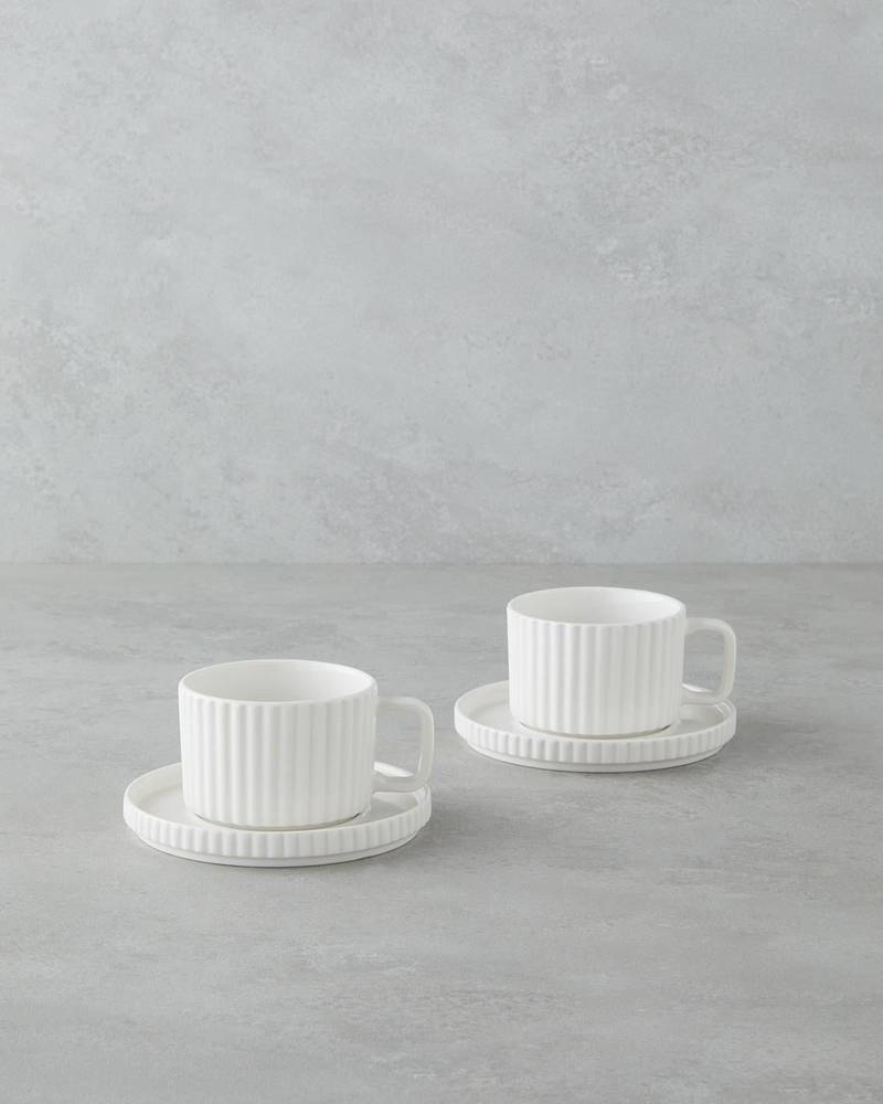 Lunara Porselen 4 Parça 2 Kişilik Çay Fincanı Takımı 220 ml Beyaz