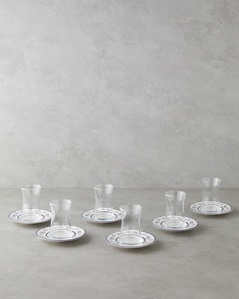 Lunessa Porselen 12 Parça 6 Kişilik Çay Seti 165 ml Mavi