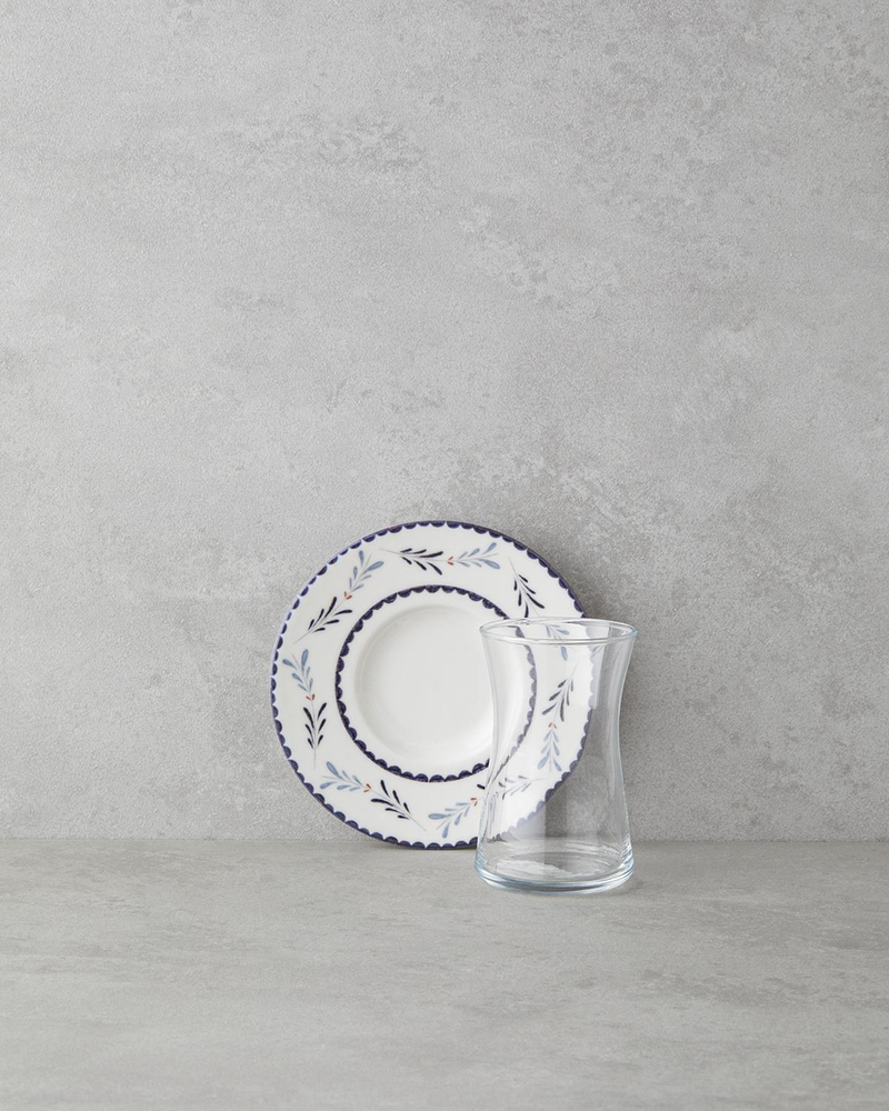 Lunessa Porselen 12 Parça 6 Kişilik Çay Seti 165 ml Mavi