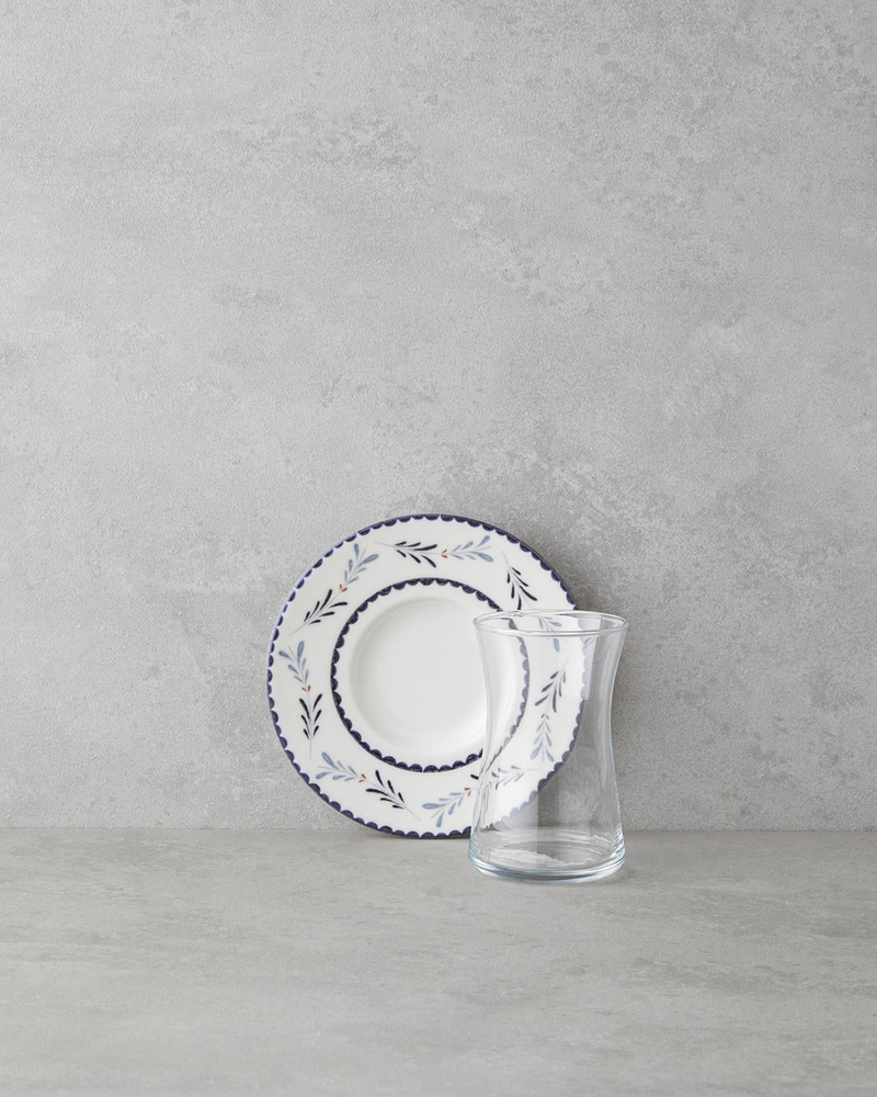 Lunessa Porselen 12 Parça 6 Kişilik Çay Seti 165 ml Mavi