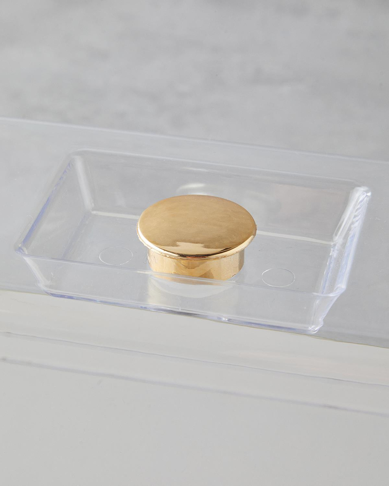 Lustre Cam Kapaklı Kek Standı 36,5x17,5 cm Krem-Gold