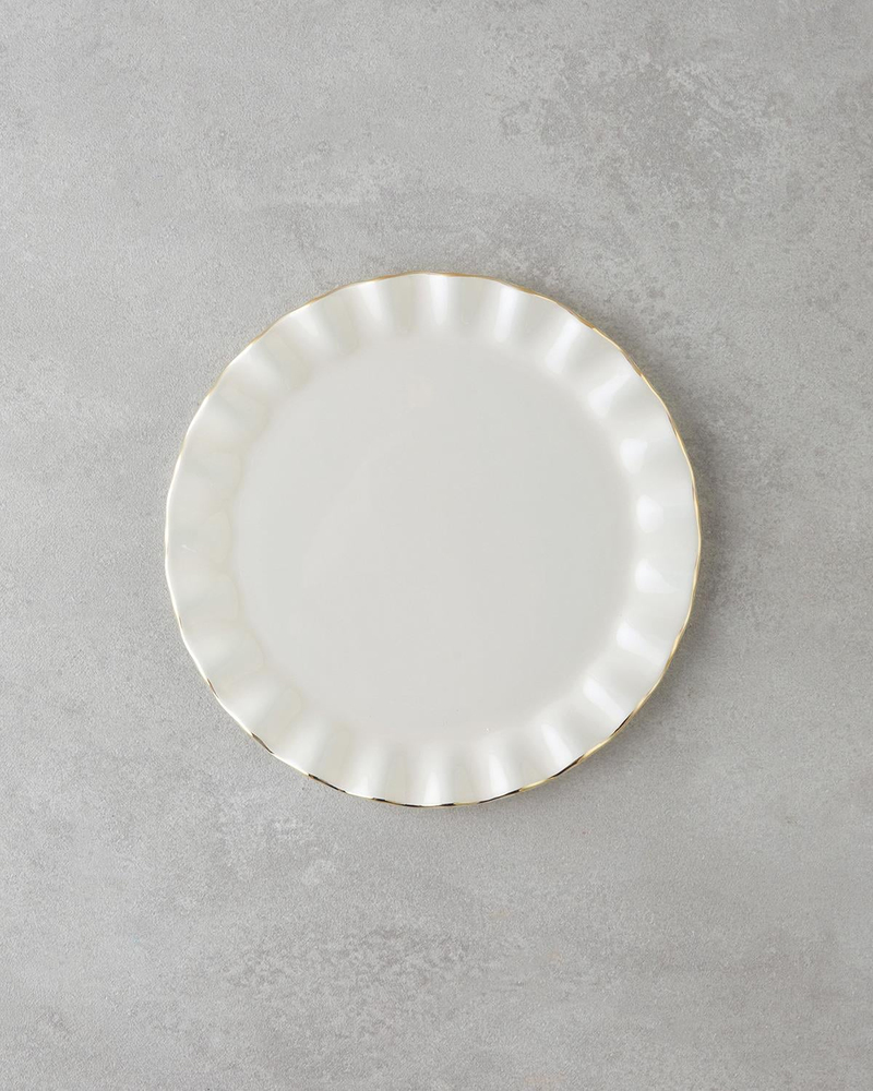 Lustre Cam Pasta Tabağı 20 cm Krem-Gold