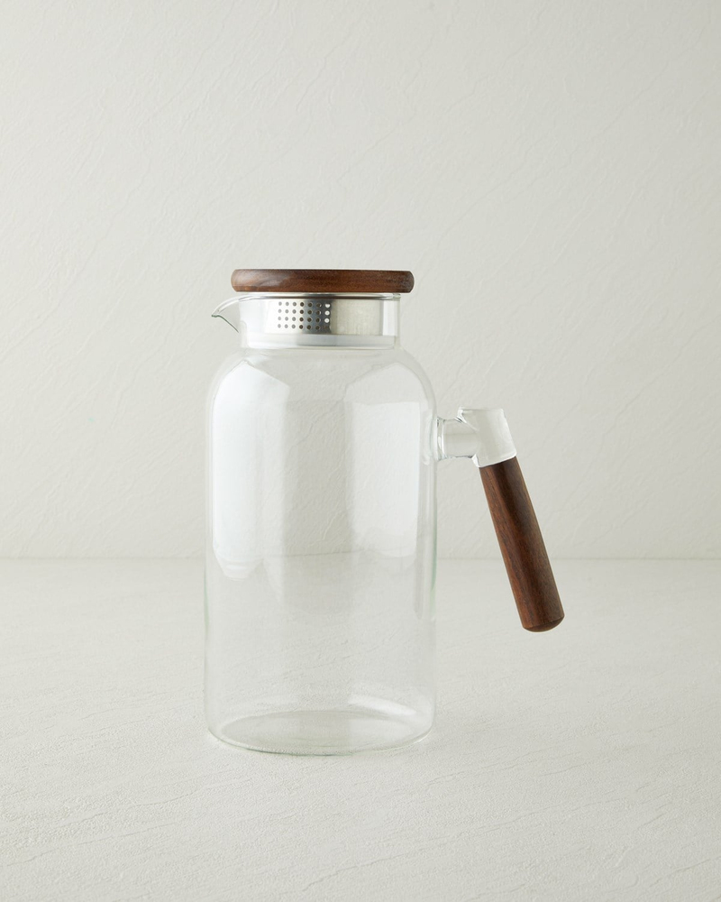 Luxe Timberline Borosilikat-Akasya Sürahi 1800 ml Şeffaf