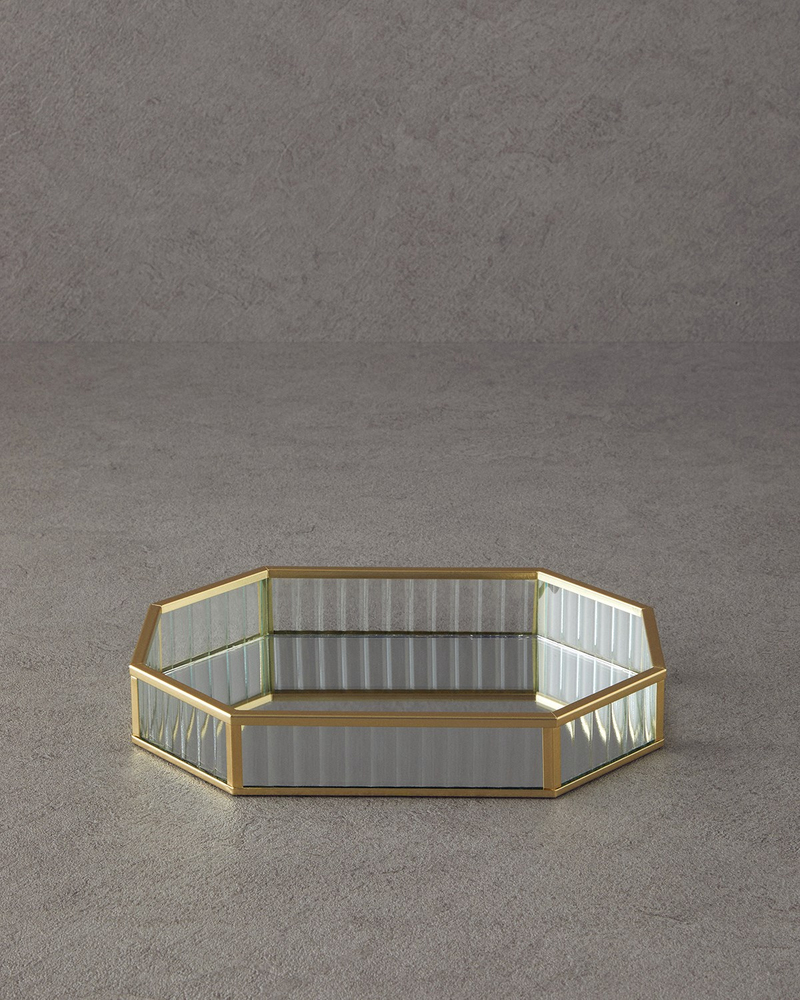 Luxury Cam Dekoratif Tepsi 25x18x4 cm Gold