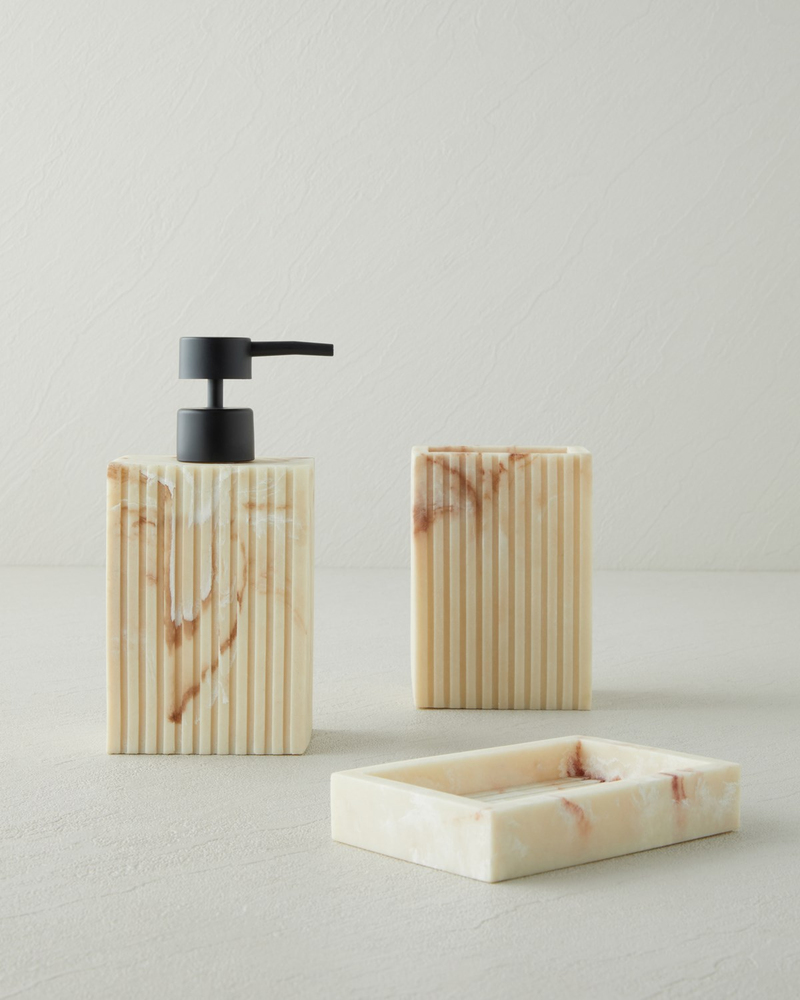 Lydia Polyresin 3'lü Banyo Seti Naturel