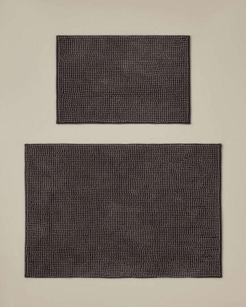 Macaroni Kaydırmaz Taban Banyo Paspası Seti 60x90 + 40x60 cm Kahverengi