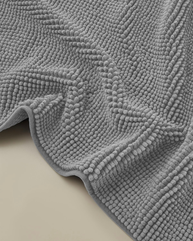 Macaroni Kaydırmaz Taban Banyo Paspası Seti 60x90 + 40x60 cm Gri