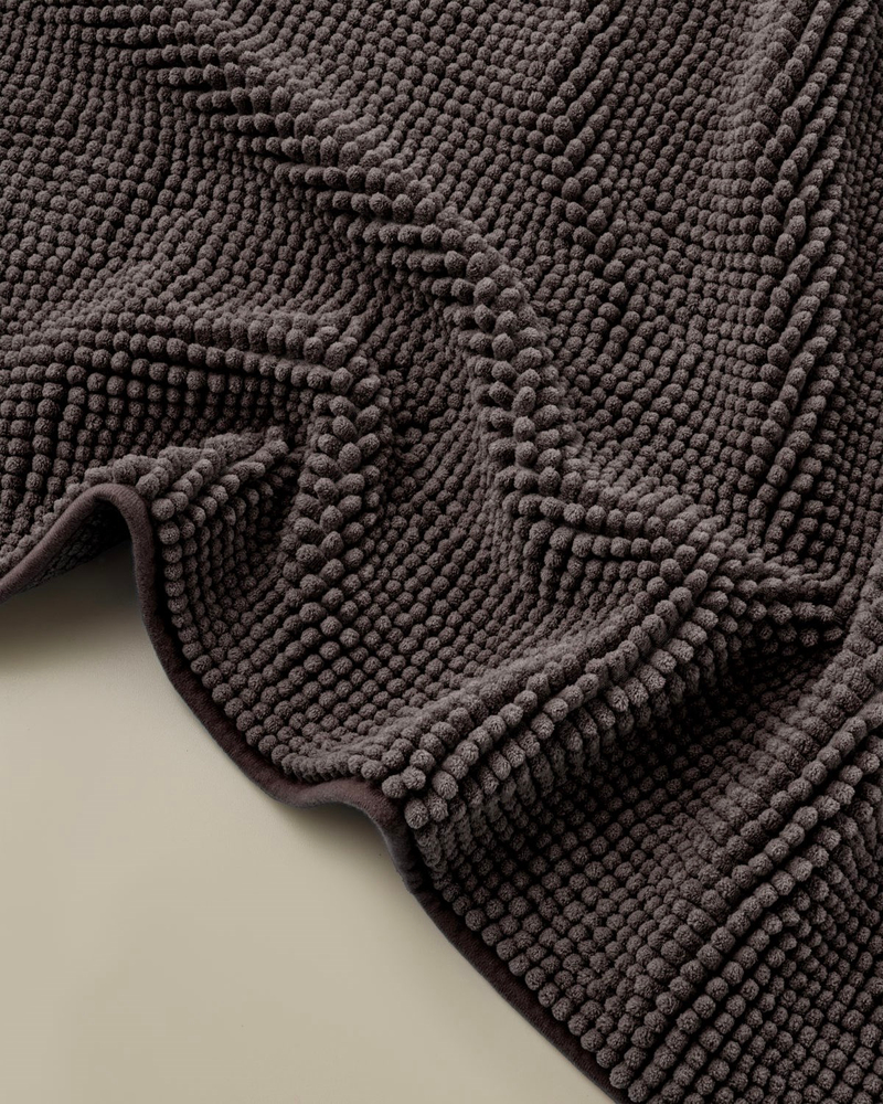 Macaroni Kaydırmaz Taban Banyo Paspası Seti 60x90 + 40x60 cm Kahverengi