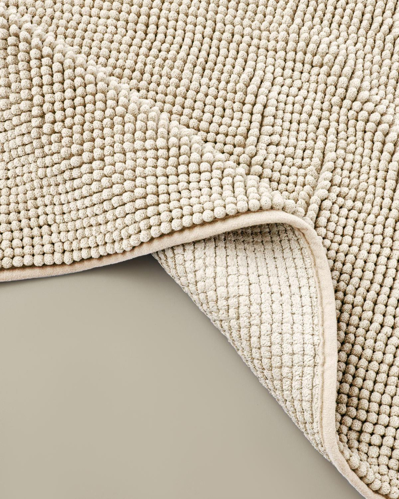 Macaroni Kaydırmaz Taban Banyo Paspası Seti 60x90 + 40x60 cm Bej