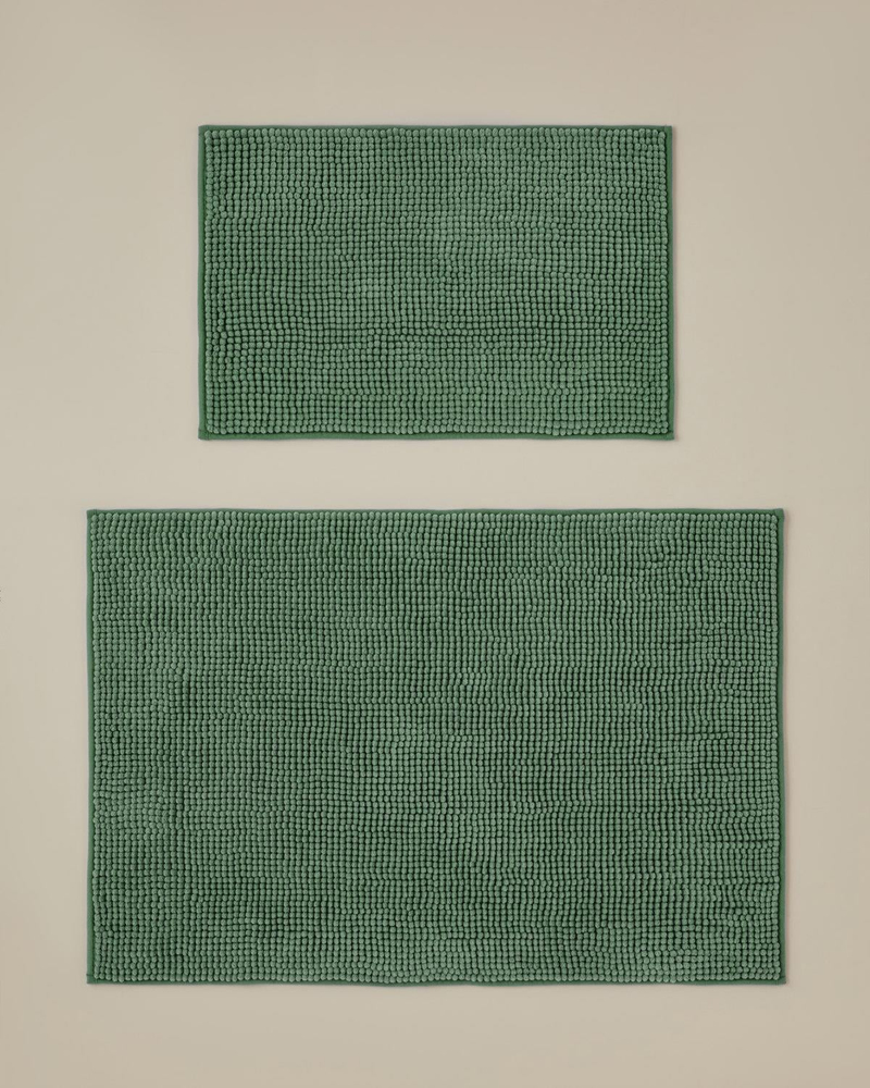 Macaroni Kaydırmaz Taban Banyo Paspası Seti 60x90 + 40x60 cm Yeşil