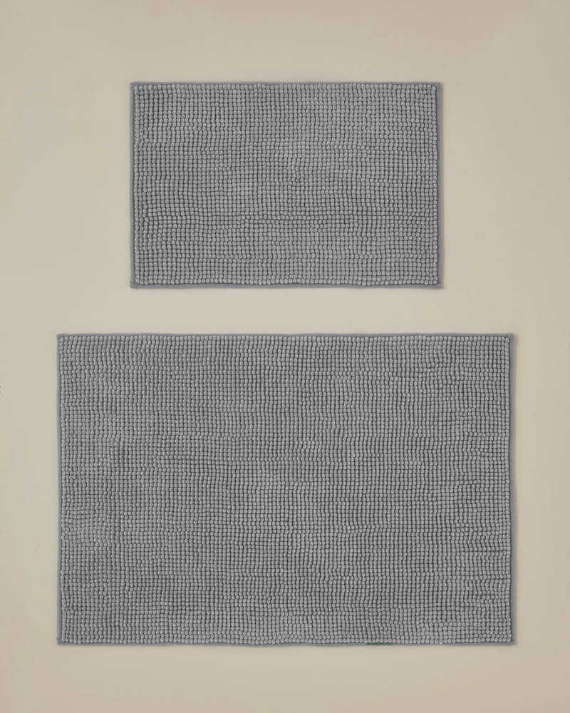 Macaroni Kaydırmaz Taban Banyo Paspası Seti 60x90 + 40x60 cm Gri