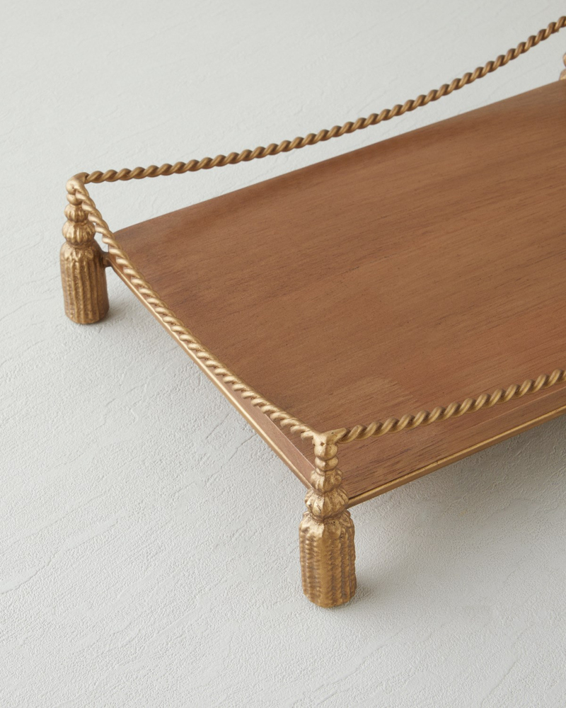 Madely Ahşap Dekoratif Tepsi 35x25 cm Kahve – Gold