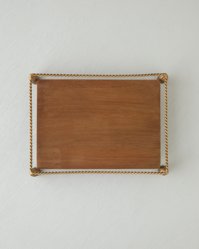 Madely Ahşap Dekoratif Tepsi 35x25 cm Kahve – Gold