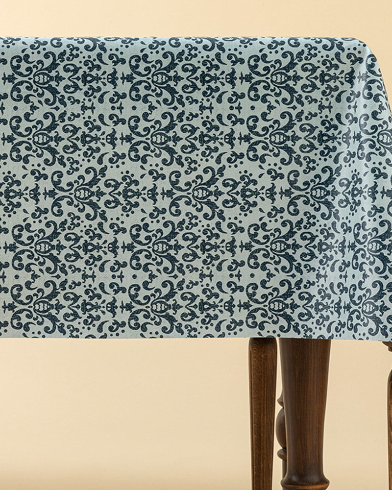 Majestic Damask Pvc Masa Örtüsü 140x200 cm Lacivert