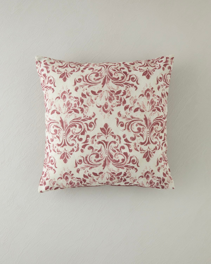 Marbling Dolgulu Kırlent 45x45 cm Bej – Bordo