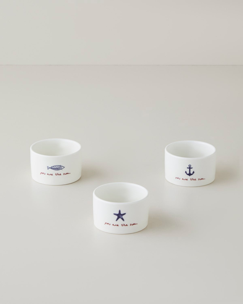 Mariner Sun Stoneware 3'lü Çerezlik 6,5 cm Mavi-Kırmızı