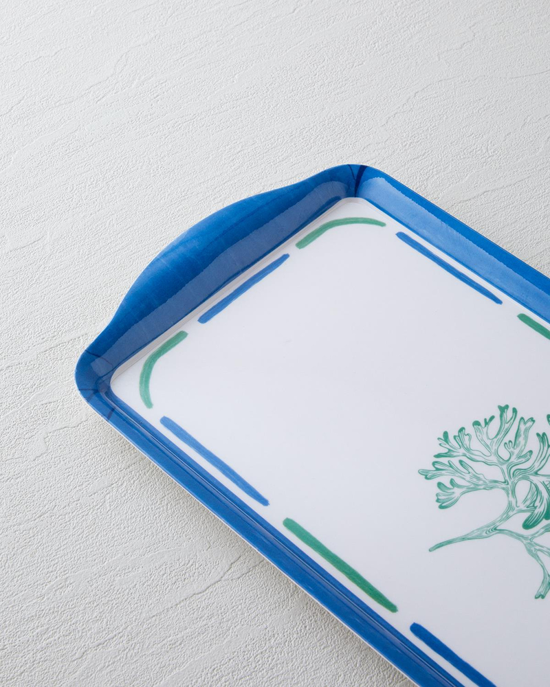 Mariscopia Melamin Tepsi 37x18 cm Mavi - Yeşil