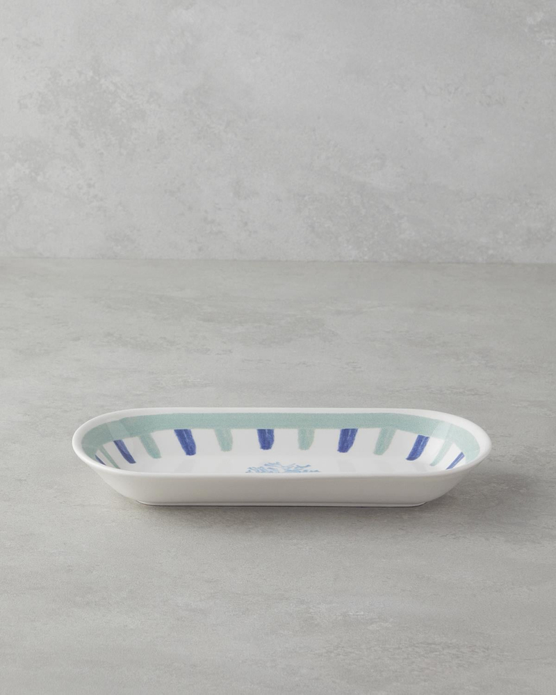 Mariscopia Seramik Kayık Tabak 25 cm Mavi-yeşil
