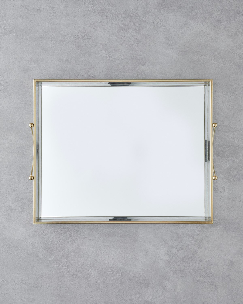 Marsilya Cam Dekoratif Tepsi 43,3x33x5 cm Gold