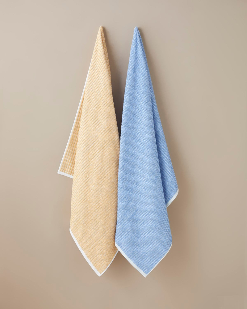 Melange Stripe Pamuk Banyo Havlusu 90x150 cm Sarı
