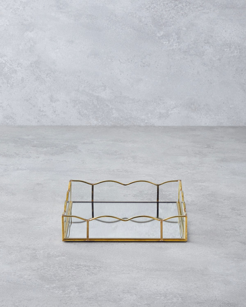 Mensa Cam Dekoratif Tepsi 18x18x3,5cm Gold