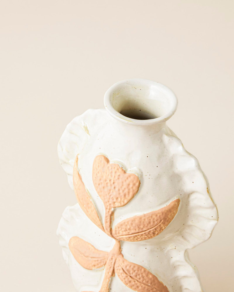 Merisa Stoneware Vazo 26 cm Bej - Açık Kahve