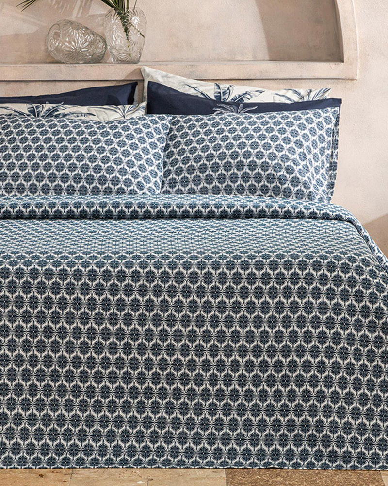 Mini Polycircles Baskılı Tek Kişilik Pike Lacivert