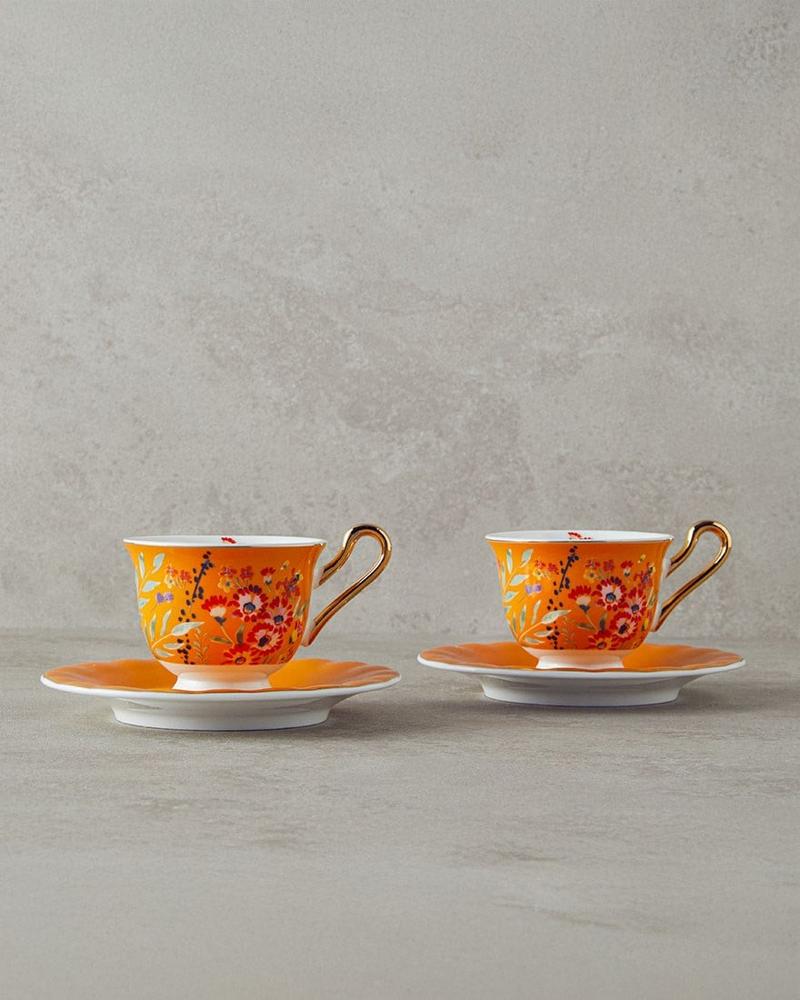 Miranda New Bone China 4 Parça 2 Kişilik Kahve Fincan Takımı Turuncu