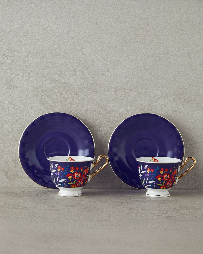 Miranda New Bone China 4 Parça 2 Kişilik Kahve Fincan Takımı Lacivert