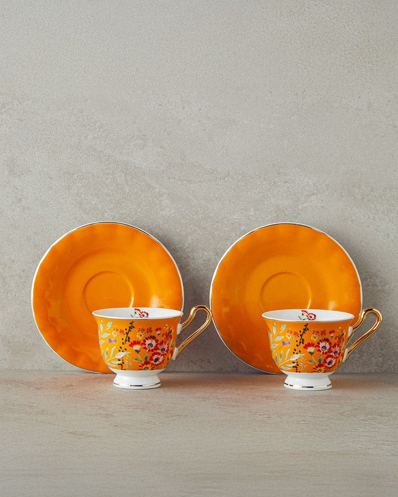 Miranda New Bone China 4 Parça 2 Kişilik Kahve Fincan Takımı Turuncu
