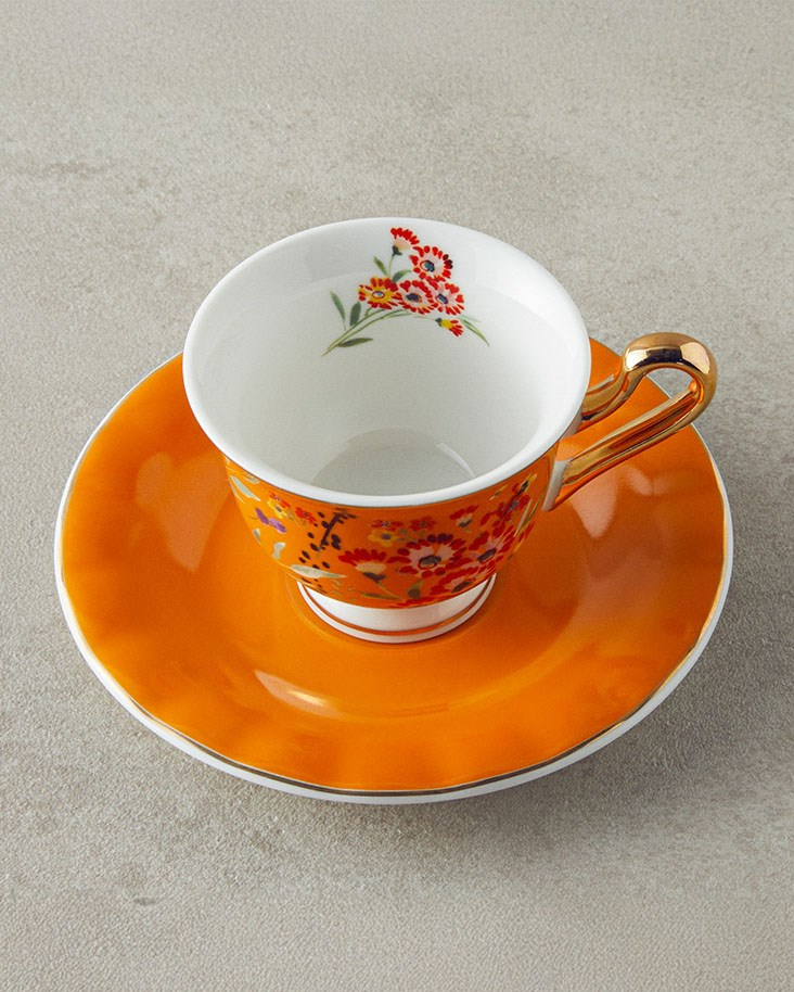Miranda New Bone China 4 Parça 2 Kişilik Kahve Fincan Takımı Turuncu