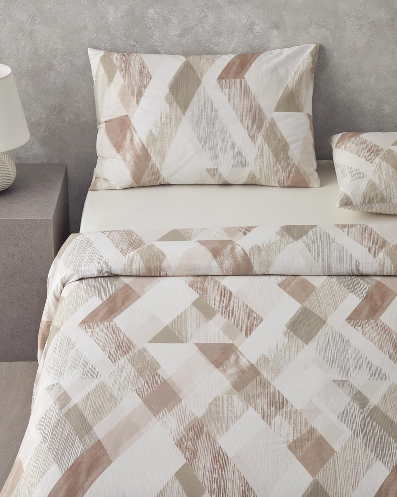 Modern Argyle Pamuk Çift Kişilik Nevresim Takımı 200x220 cm Bej