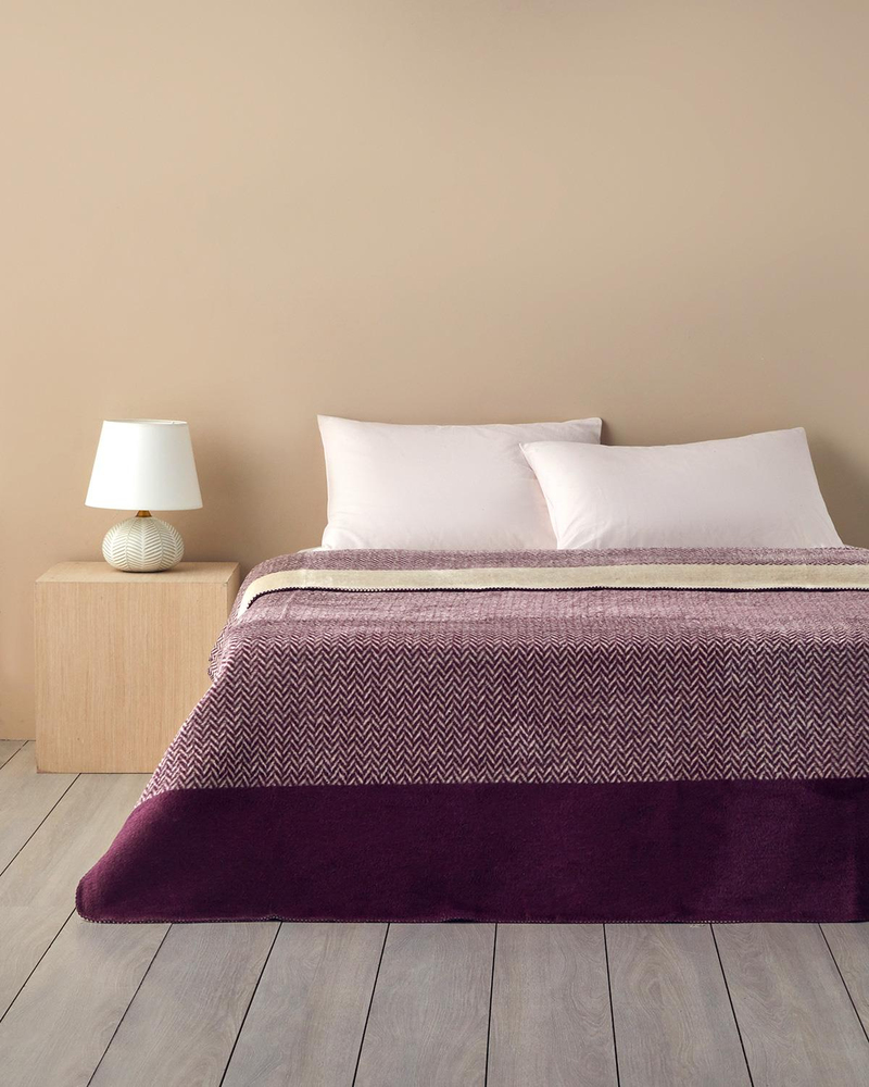 Modern Chevron Akrilik Tek Kişilik Battaniye 150x200 cm Mürdüm