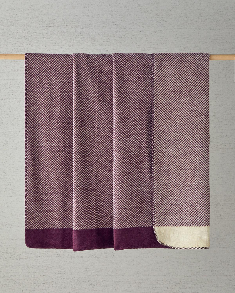 Modern Chevron Akrilik Tek Kişilik Battaniye 150x200 cm Mürdüm