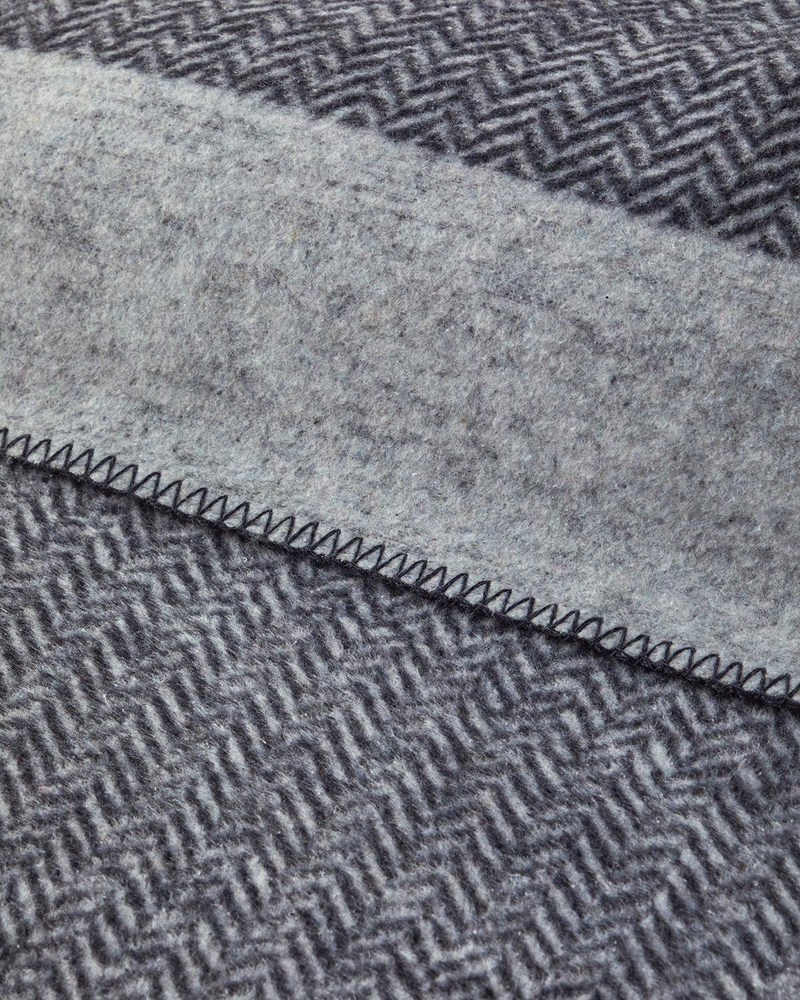 Modern Chevron Pamuk Akrilik Çift Kişilik Battaniye 200x220 cm Koyu Gri