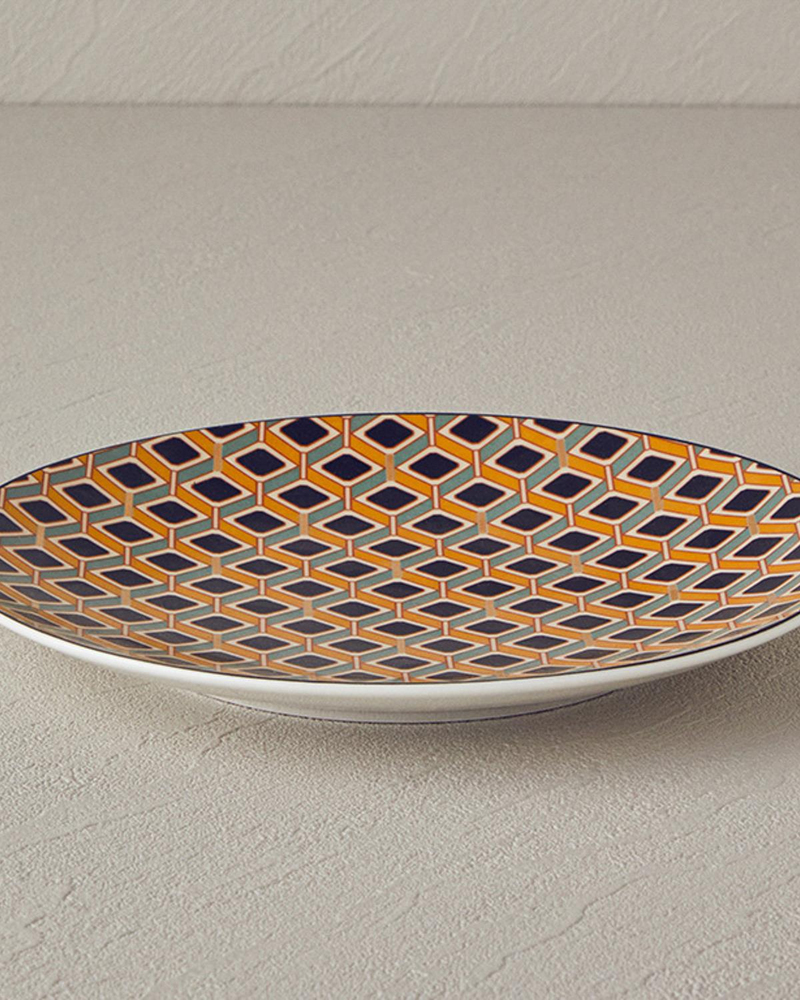 Modern Cube Bone Porselen Pasta Tabağı 20 cm Sarı