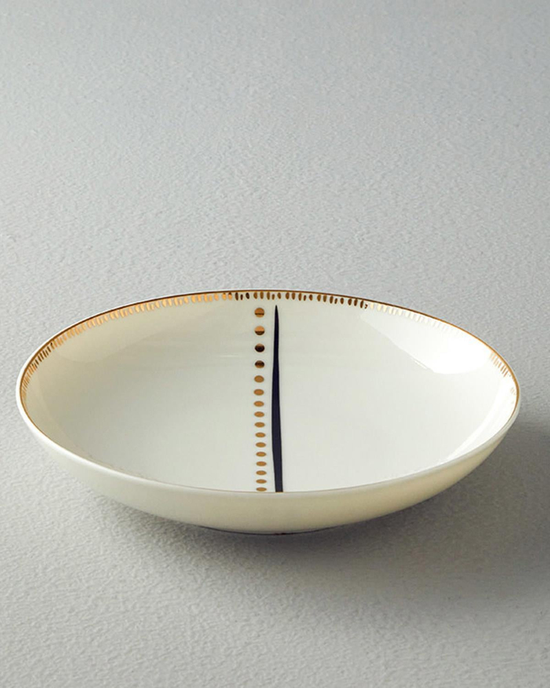 Modern Detail Bone Porselen Çukur Yemek Tabağı 20 cm Siyah
