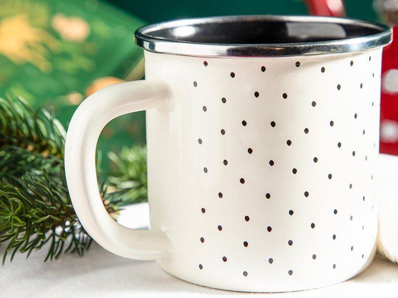 Modern Dots Emaye Kupa Yeşil