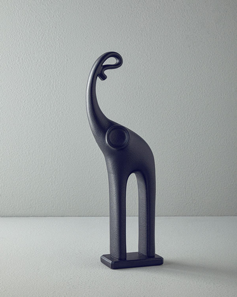 Modern Elephant Polyresin Biblo Siyah