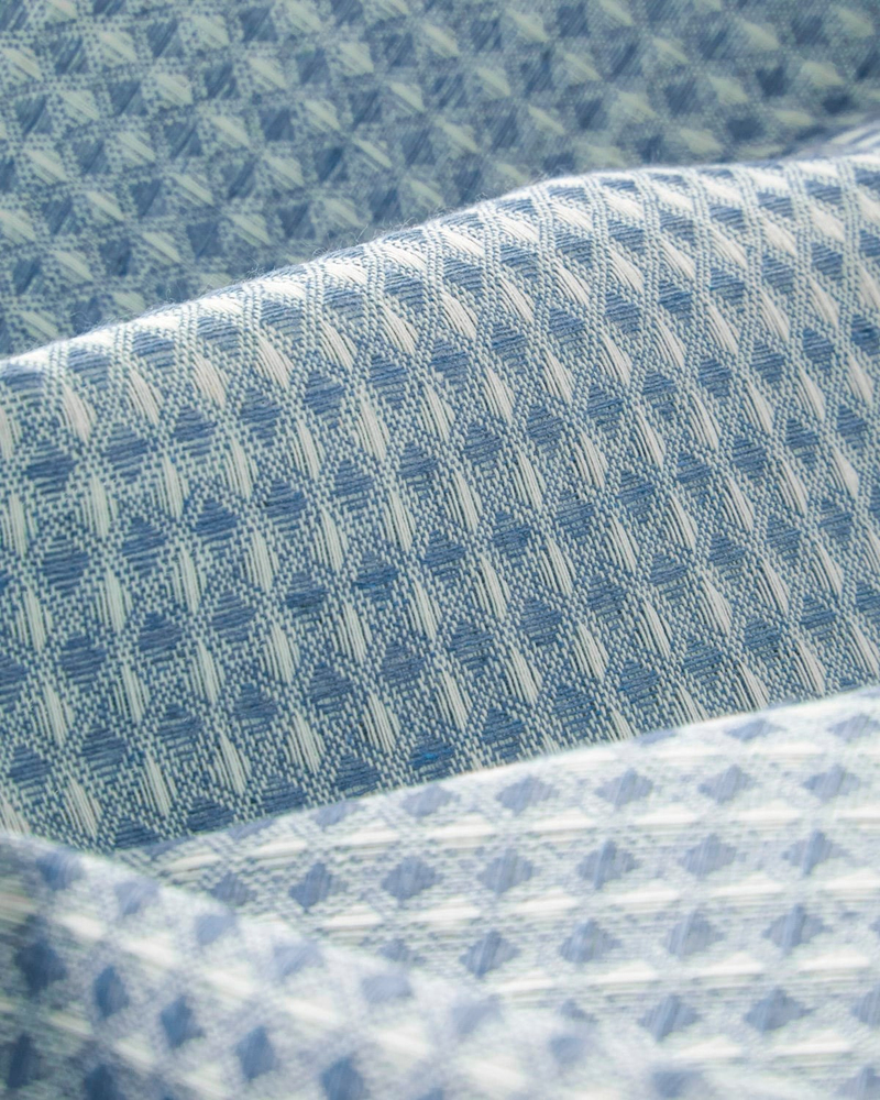 Modern Grid Çift Kişilik Pike 180x220 cm Mavi