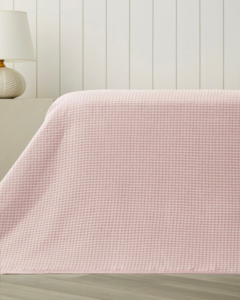 Modern Grid Çift Kişilik Pike 180x220 cm Pembe
